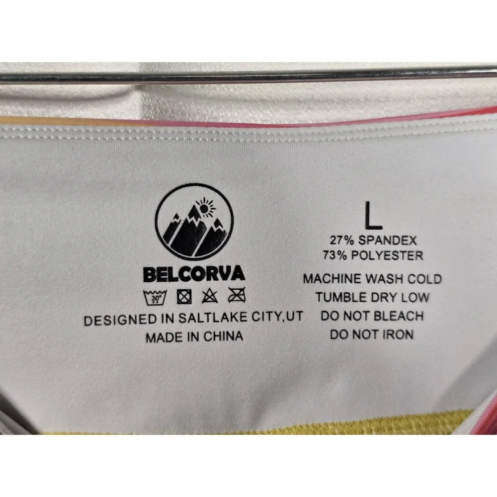 Belcorva Rainbow Leggings Pockets Womens Large Spandex Yoga‎ Pants